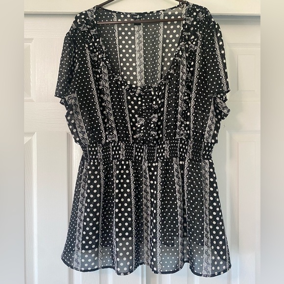 torrid Tops - Torrid Black & White Polka Dot Sheer Blouse